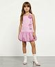 Taffykids Woven Sleeveless Floral Applique Detailed Balloon Dress - Pink