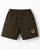 Olio Kids Cotton Knit Above Knee Length Shorts with Embroidery - Brown