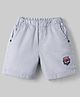 Olio Kids Cotton Knit Above Knee Length Shorts with Embroidery - Light Grey