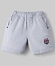 Olio Kids Cotton Knit Above Knee Length Shorts with Embroidery - Light Grey