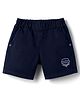 Olio Kids Cotton Knit Above Knee Length Shorts with Embroidery - Navy Blue
