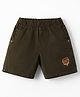 Olio Kids Cotton Knit Above Knee Length Shorts with Embroidery - Olive Green