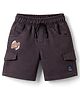 Olio Kids Cotton Knit Above Knee Length Shorts with Text Print - Grey