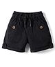 Olio Kids Cotton Knit Above Knee Length Solid Shorts - Black