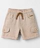 Olio Kids Cotton Knit Above Knee Length Solid Shorts - Khaki