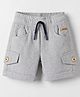 Olio Kids Cotton Knit Above Knee Length Solid Shorts - Grey