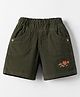 Olio Kids Cotton Knit Above Knee Length Shorts with Embroidery - Dark Green