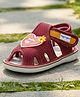 boyz n galz Heart Applique Detailed Velcro Closure Musical Sandals - Maroon