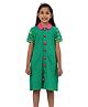 PILOLO Cotton Knit Half Sleeves Dots Printed Polo Dress - Green