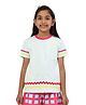 PILOLO Cotton Knit Half Sleeves Ric Rac Lace Embellished Tee - Light Green
