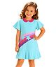 PILOLO Cotton Knit Half Sleeves Star Printed Dress - Blue