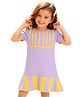 PILOLO Cotton Knit Half Sleeves Lace Embellished Dress - Lavender