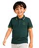 PILOLO Cotton Knit Half Sleeves Brand Name Embroidered Polo Tee - Green