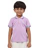 PILOLO Cotton Knit Half Sleeves Brand Name Embroidered Polo Tee - Purple
