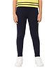 PILOLO Cotton Knit Solid Leggings - Navy Blue