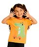 PILOLO Cotton Knit Half Sleeves Crocodile Printed & Spine Applique Detailed Tee - Orange
