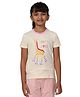 PILOLO Cotton Knit Half Sleeves Roller Skating Giraffe Printed Tee - Yellow