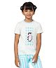 PILOLO Cotton Knit Half Sleeves Penguin Printed Tee - Blue