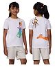 PILOLO Cotton Knit Half Sleeves Animals Printed Tee - White