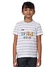 PILOLO Cotton Knit Half Sleeves Striped & The Wild Ones Text Printed Tee - Blue