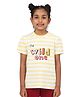 PILOLO Cotton Knit Half Sleeves Striped & The Wild Ones Text Printed Tee - Yellow