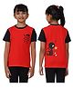 PILOLO Cotton Knit Half Sleeves Colour Blocked Ladybug Printed Tee - Red