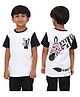 PILOLO Cotton Knit Half Sleeves Colour Blocked Zebra Printed Tee - White