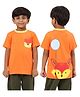 PILOLO Cotton Knit Half Sleeves Fox Printed Tee - Orange