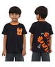PILOLO Cotton Knit Half Sleeves Tiger Printed Tee - Black