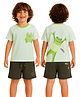 PILOLO Cotton Knit Half Sleeves Frog Printed Tee - Green