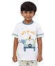PILOLO Cotton Knit Half Sleeves Lets Go Wild Text & Animals Printed Tee - White