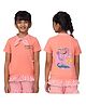 PILOLO Cotton Knit Half Sleeves Jungle Theme Printed Top - Pink