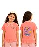 PILOLO Cotton Knit Half Sleeves Jungle Theme Printed Top - Pink