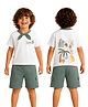 PILOLO Cotton Knit Half Sleeves Explore Text Printed Tee - White