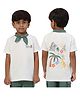 PILOLO Cotton Knit Half Sleeves Explore Text Printed Tee - White