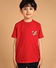 PILOLO Cotton Knit Half Sleeves Abstract Printed Tee - Red