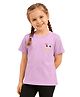 PILOLO Cotton Knit Half Sleeves Eyes Printed Tee - Lavender