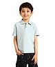 PILOLO Cotton Knit Half Sleeves Solid Polo Tee - Blue