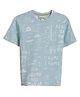 PILOLO Cotton Knit Half Sleeves Typography Printed Tee - Blue