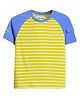 PILOLO Cotton Knit Half Sleeves Colour Blocked Striped Tee - Yellow