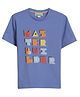 PILOLO Cotton Knit Half Sleeves Master Builder Text Printed Tee - Blue