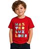 PILOLO Cotton Knit Half Sleeves Master Builder Text Printed Tee -  Red