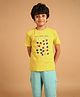 PILOLO Cotton Knit Half Sleeves Blocks Printed Tee - Yellow