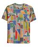 PILOLO Cotton Knit Half Sleeves Abstract Printed Tee - Multi Colour