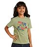 PILOLO Cotton Knit Half Sleeves Animals Printed Tee - Green