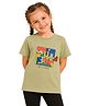 PILOLO Cotton Knit Half Sleeves Animals Printed Tee - Green