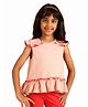 PILOLO Cotton Knit Half Sleeves Frill Detailed Crop Top - Orange