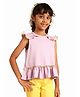 PILOLO Cotton Knit Sleeveless Frill Detailed Crop Top - Lavender