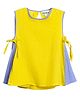 PILOLO Cotton Knit Sleeveless Colour Blocked & Textured Top - Yellow