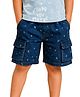 PILOLO Denim Knit Stars Printed Shorts - Navy Blue